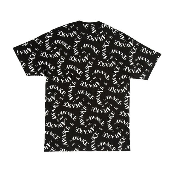 Awake NY black and white all over logo crew neck graphic tee - Picture 6 of 6